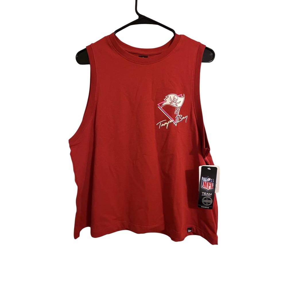Tampa Bay Buccaneers Tank Top Women‎ Large Red Shirt Sleeveless Flag Logo NFL